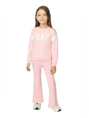 GAP Kids|Baby girl/toddler matching lounge set,floral lettering sweater & flare•